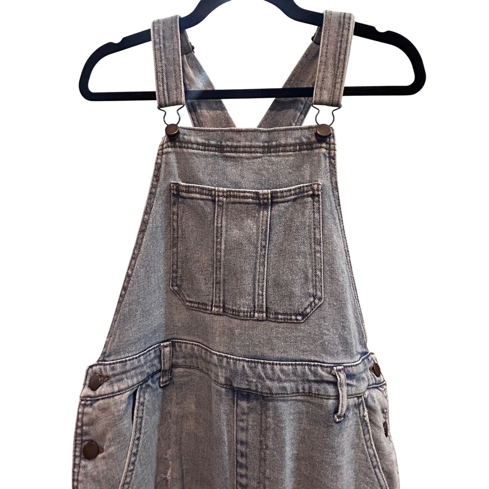 Wild Fable Denim‎ Overalls Women Medium Gray Good Distressed Relaxed Fit - Picture 3 of 7